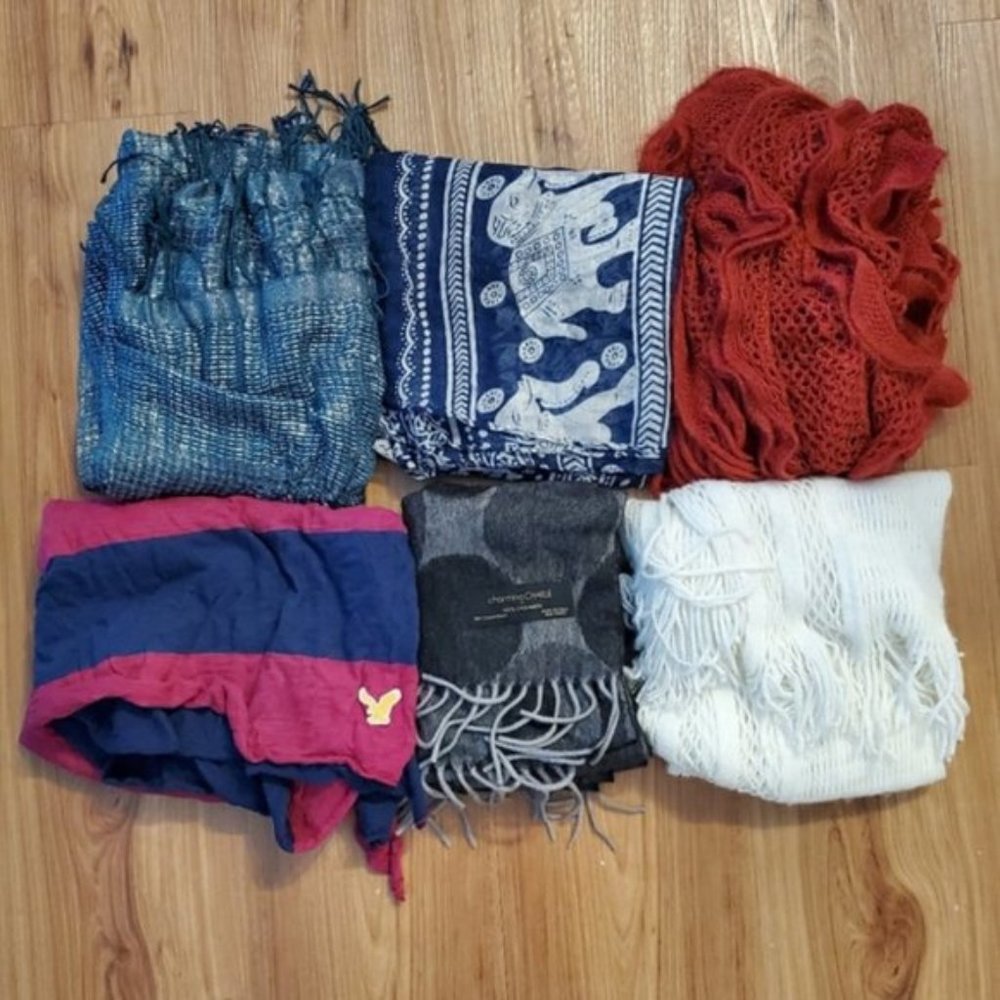 Lot of 6 Gently Worn Winter Scarves